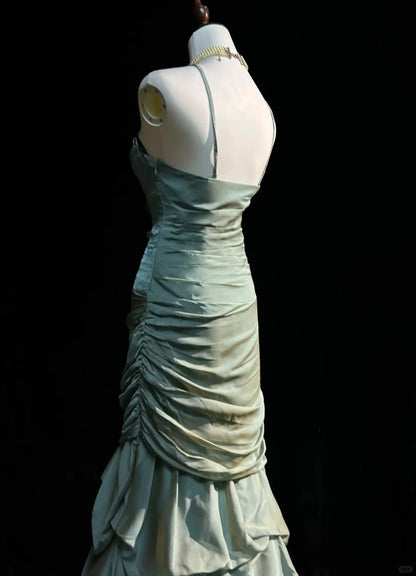 Sage Green Mermaid Formal Dress Vintage Long Party Dress Evening Dress Prom Dresses     cg25719