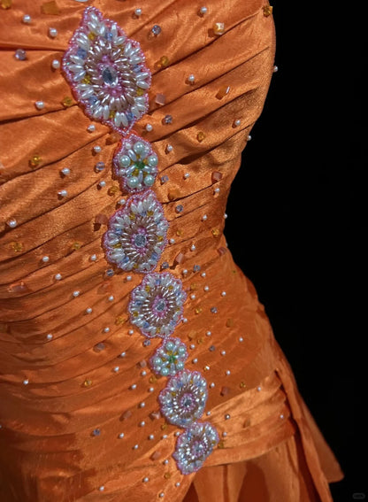 A Line Orange Formal Dress Vintage Long Party Dress Evening Dress Prom Dresses     cg25718