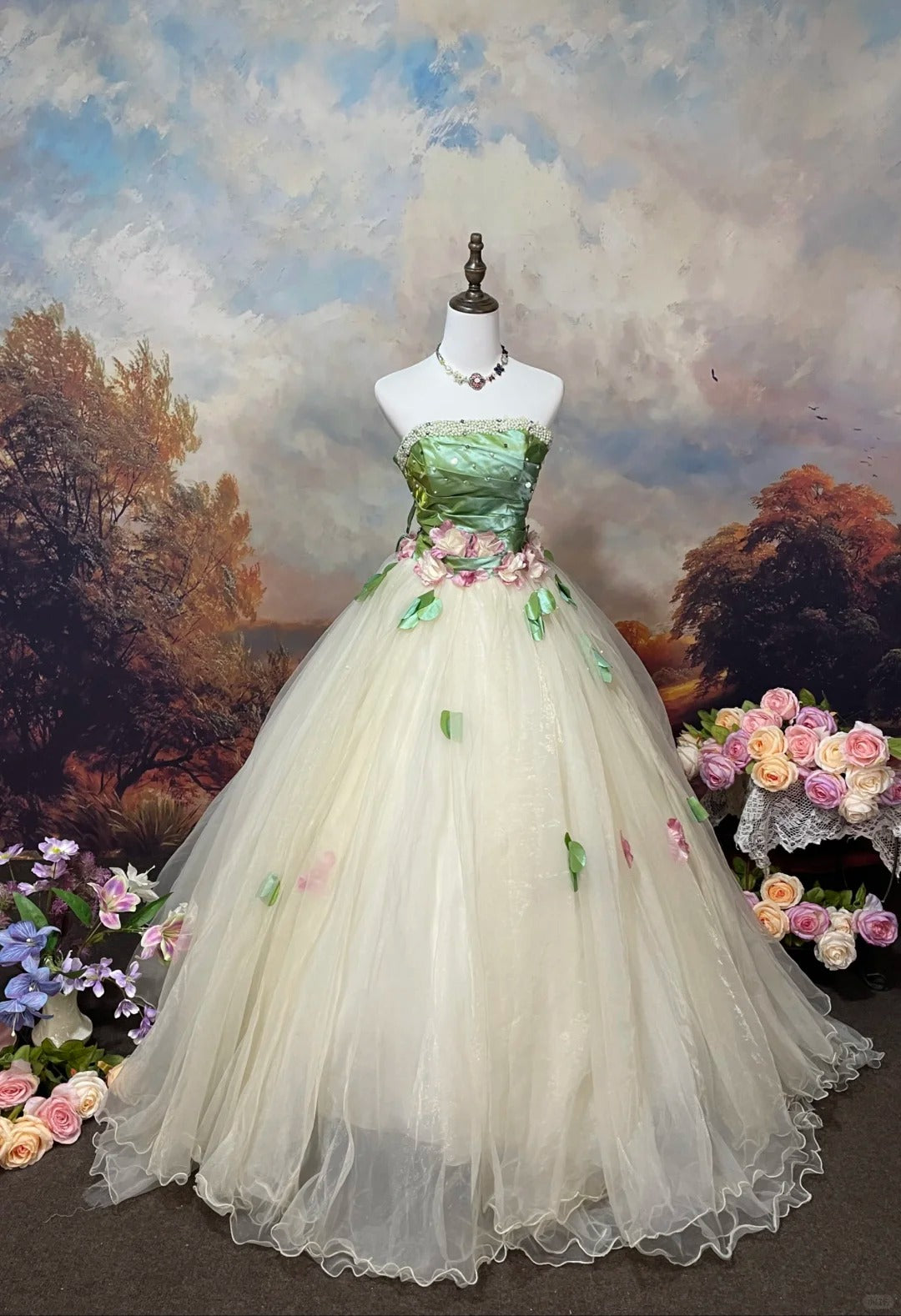 A Line Strapless Ball Gown Quinceanera Dress Unique Evening Dress    cg25561
