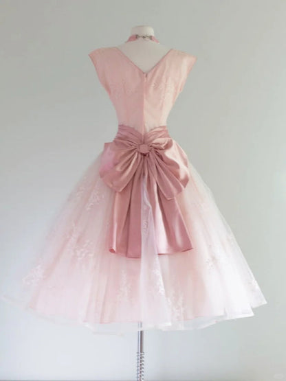 A Line Pink Vintage Homecoming Dress Short Prom Dress Party Dress    cg26053