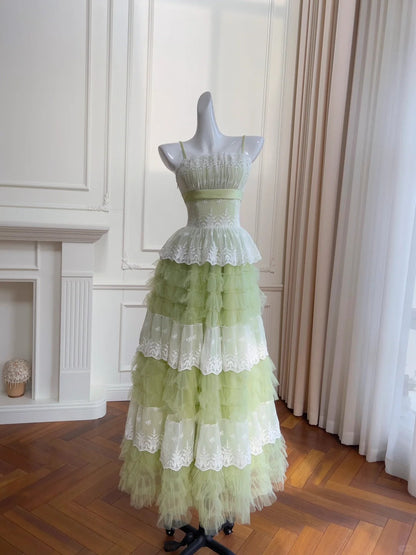 Vintage Multi-layered Evening Dresses Tulle Lace Party Gowns  cg25578