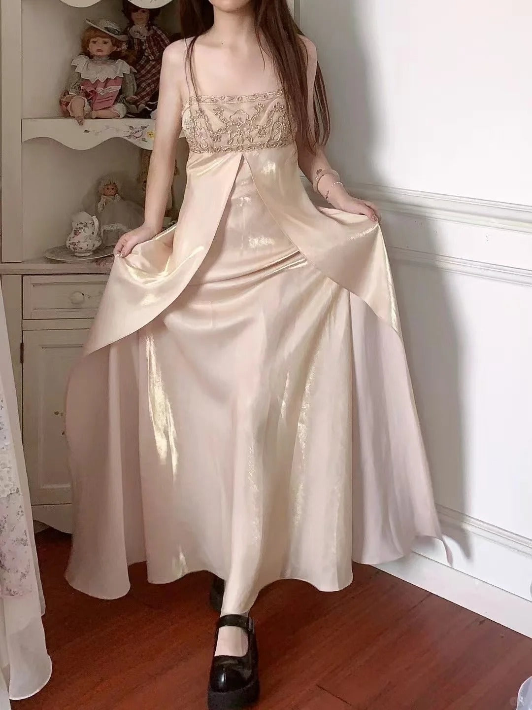 A Line Vintage Long Party Dress Evening Dress Prom Dresses     cg25696