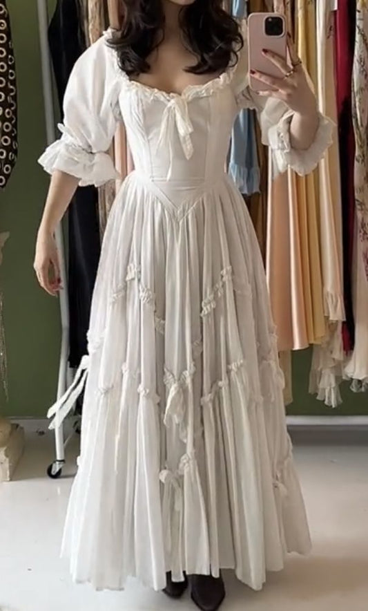A Line White Wedding Dresses Long Bridal Gown      S7149