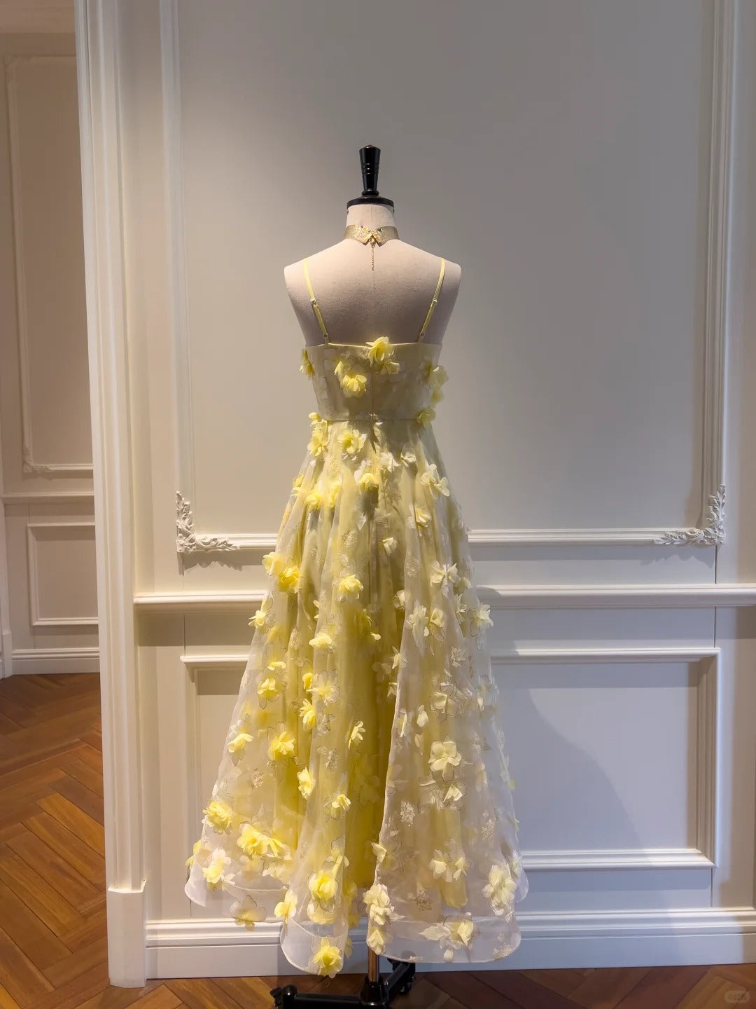 formaldressy--Yellow floral long chiffon prom dress gh5579