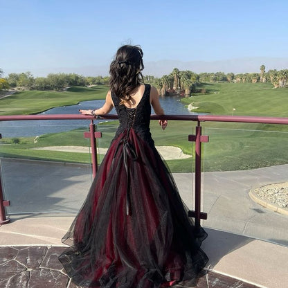 A Line Tulle Prom Party Dresses Unique Evening Dress   cg25912