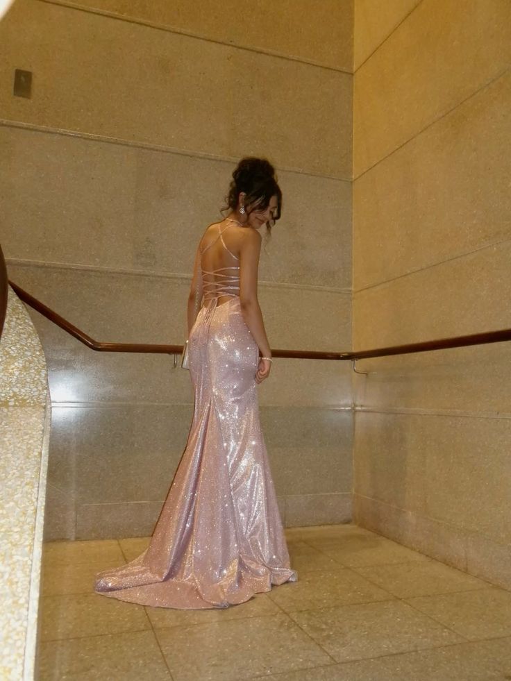 Pink Evening Dresses, Shinny Sleeveless Long Party Gowns  cg25555