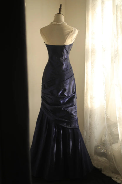 Strapless Navy Blue Prom Party Dresses Unique Long Evening Dress   cg25942
