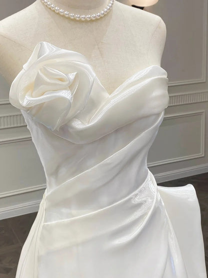 formaldressy--Satin wedding dress white tube top fairy long wedding dress prom dress gh5442