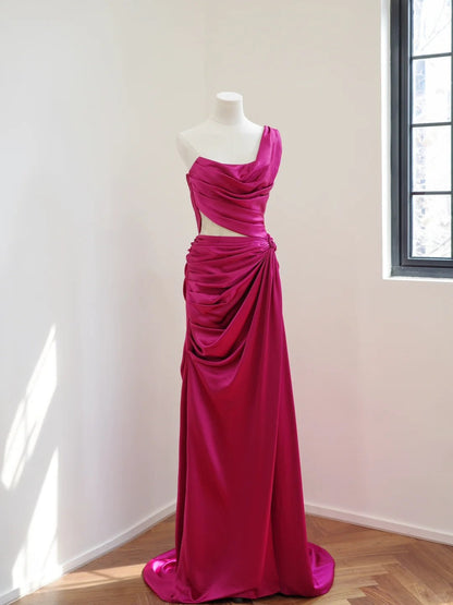 formaldressy-Dark pink stylish and elegant long satin Prom dress evening dress gh5065