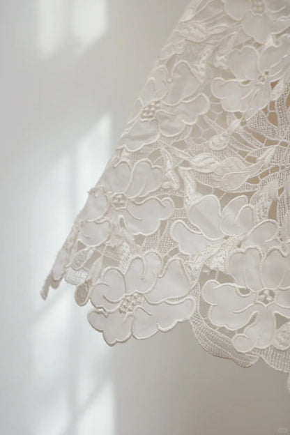 formaldressy-White Floral Lace Short Homecoming Dress Birthday Party Dress gh5068