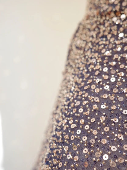 formaldressy-Blue Sparkle Gradient Short/Mid-Length Sequined Homecoming Dress Prom Dress gh5064