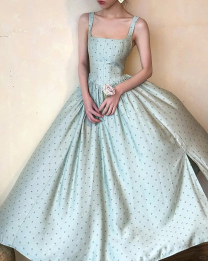 formaldressy--Green Simple And Elegant Polka Dot Long Formal Prom Dress gh5608