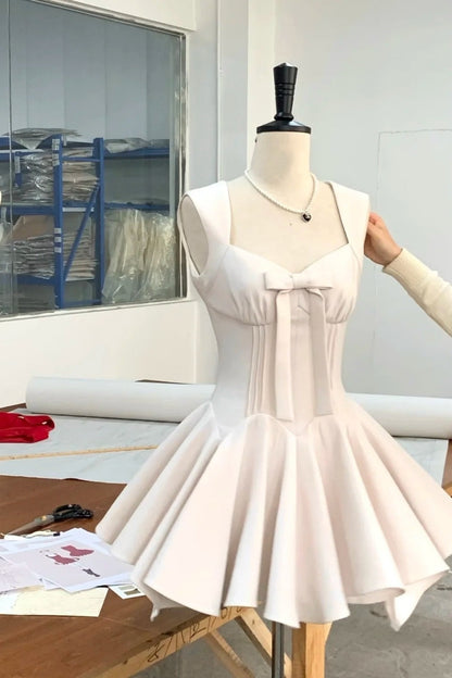 formaldressy-White simple homecoming dress satin gh5740