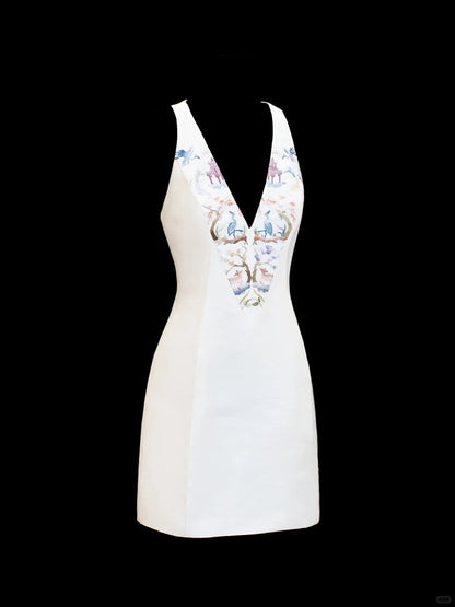 formaldressy-White exquisite and elegant fairy girl short satin homecoming dress birthday dress gh5374