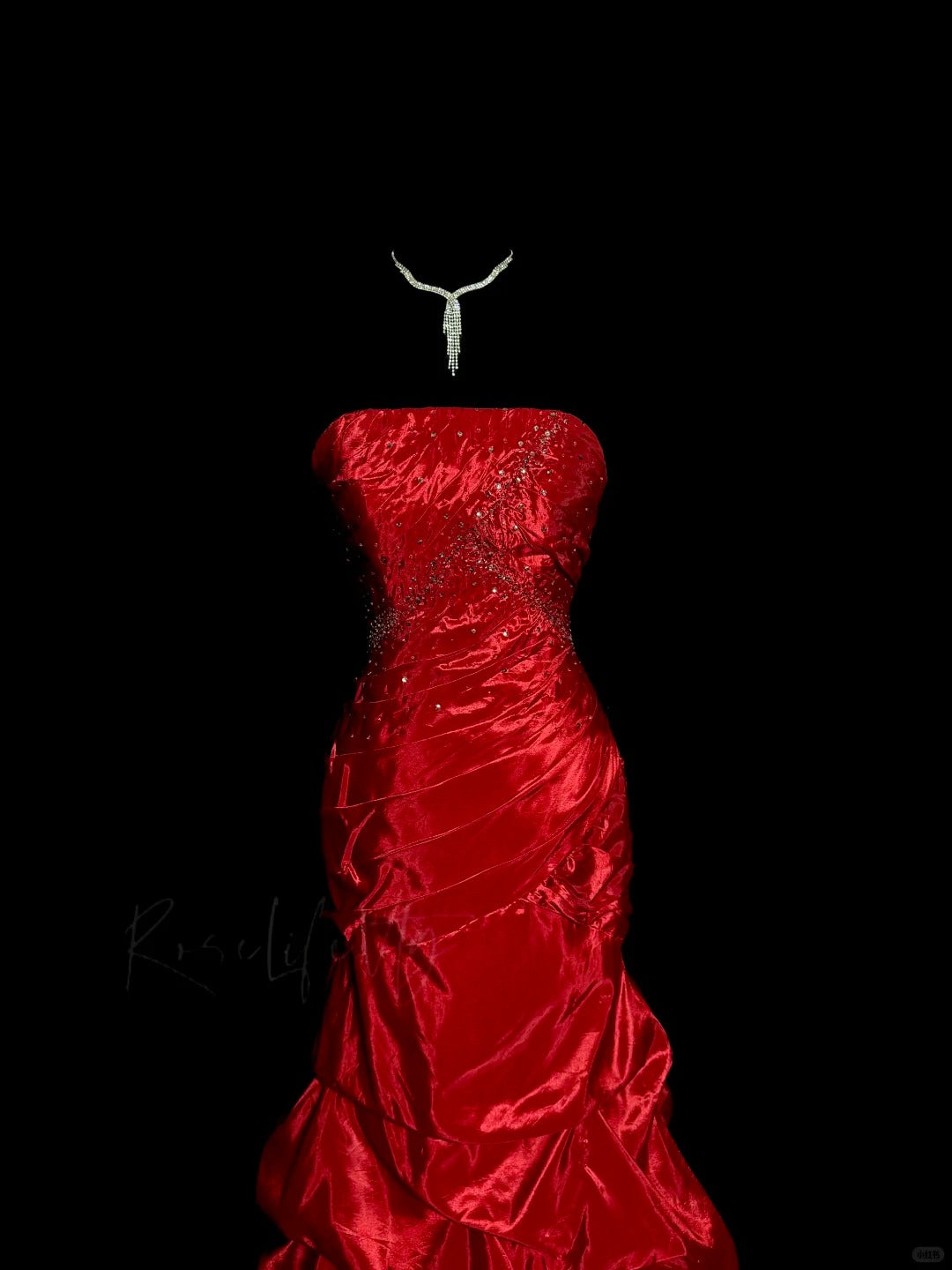 formaldressy-Red exquisite beaded vintage dress long satin floor-length ball gown graduation dress gh5241