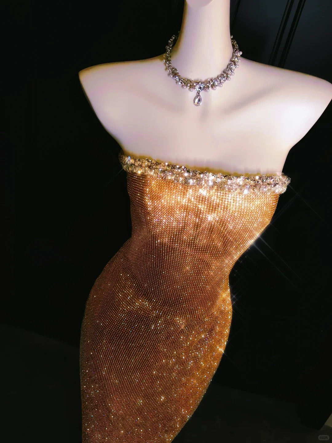 formaldressy--Super beautiful golden gorgeous glitter metal mermaid fishtail long prom dress gh5489