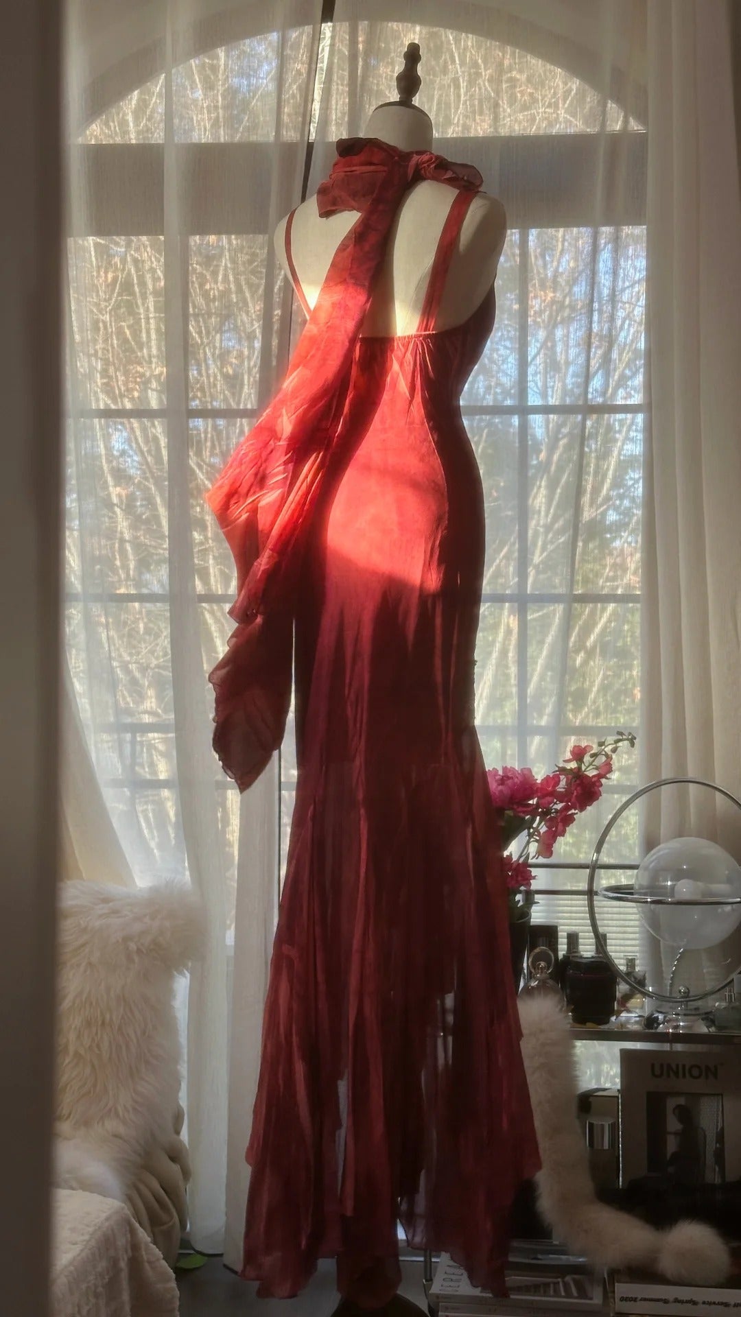 Vintage Evening Dresses, Burgundy Sleeveless Long Party Gowns  cg25523