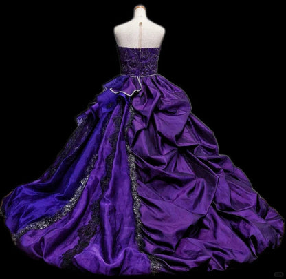 formaldressy-Purple floral beaded fashionable gorgeous elegant long tulle ball gown gh5324