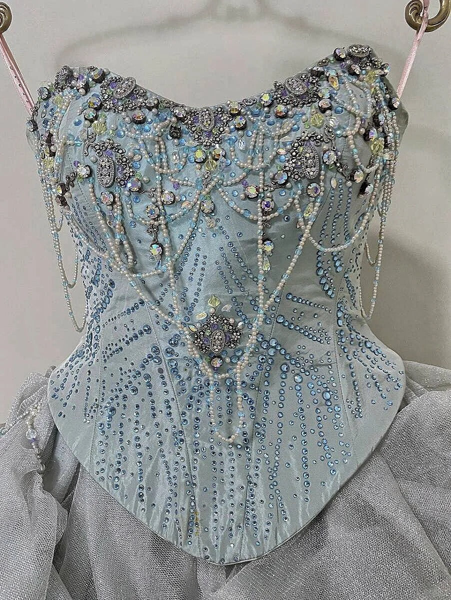 formaldressy-Ice blue gorgeous silver beading fashionable and elegant long layered princess tulle ball gown gh5326