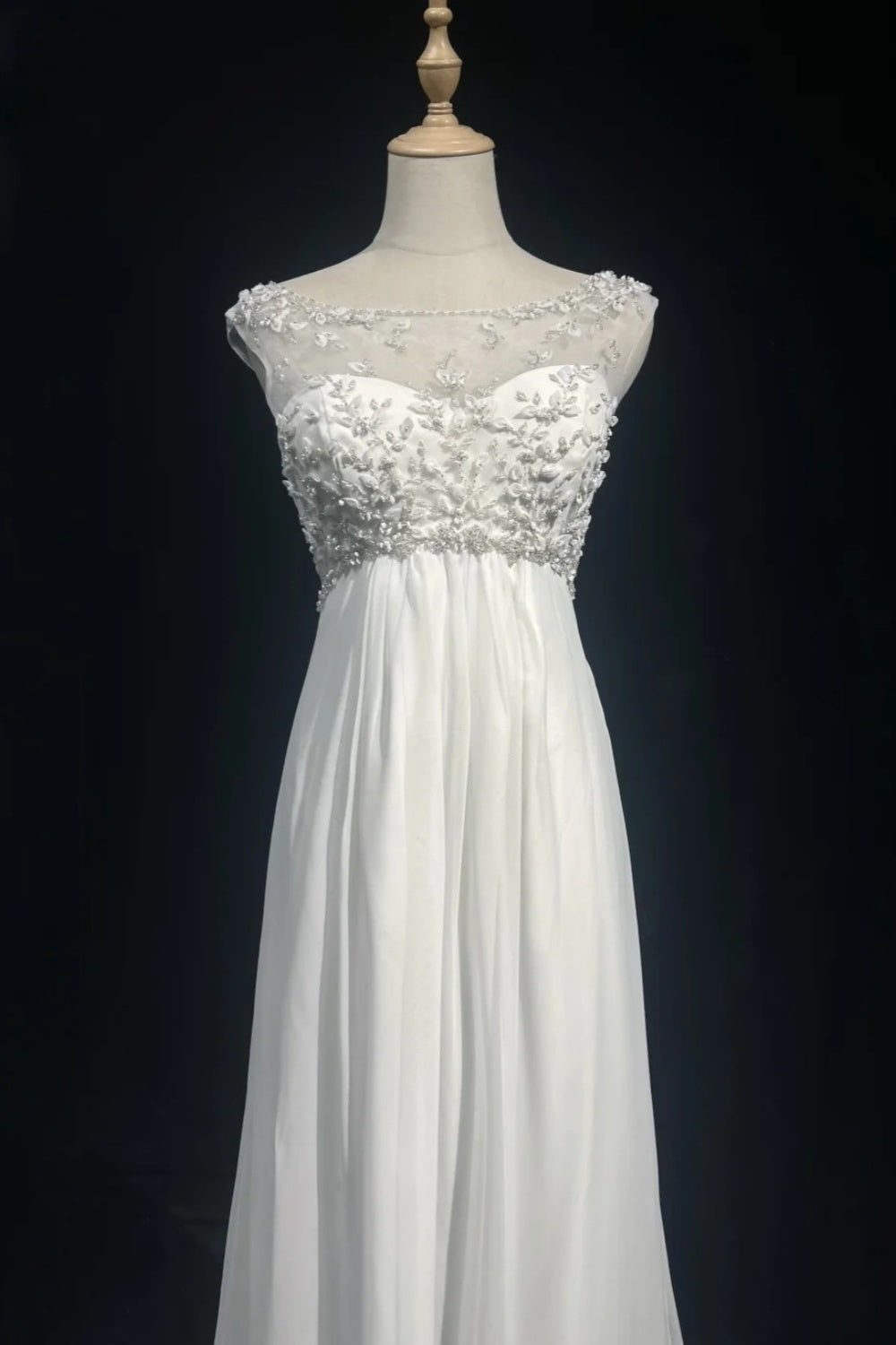 formaldressy-White Vintage Beaded Long Tulle Gown/Wedding Dress gh6244