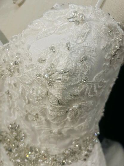 formaldressy-White, Exquisitely Beaded, Gorgeous Long Wedding Dress Tulle gh6242