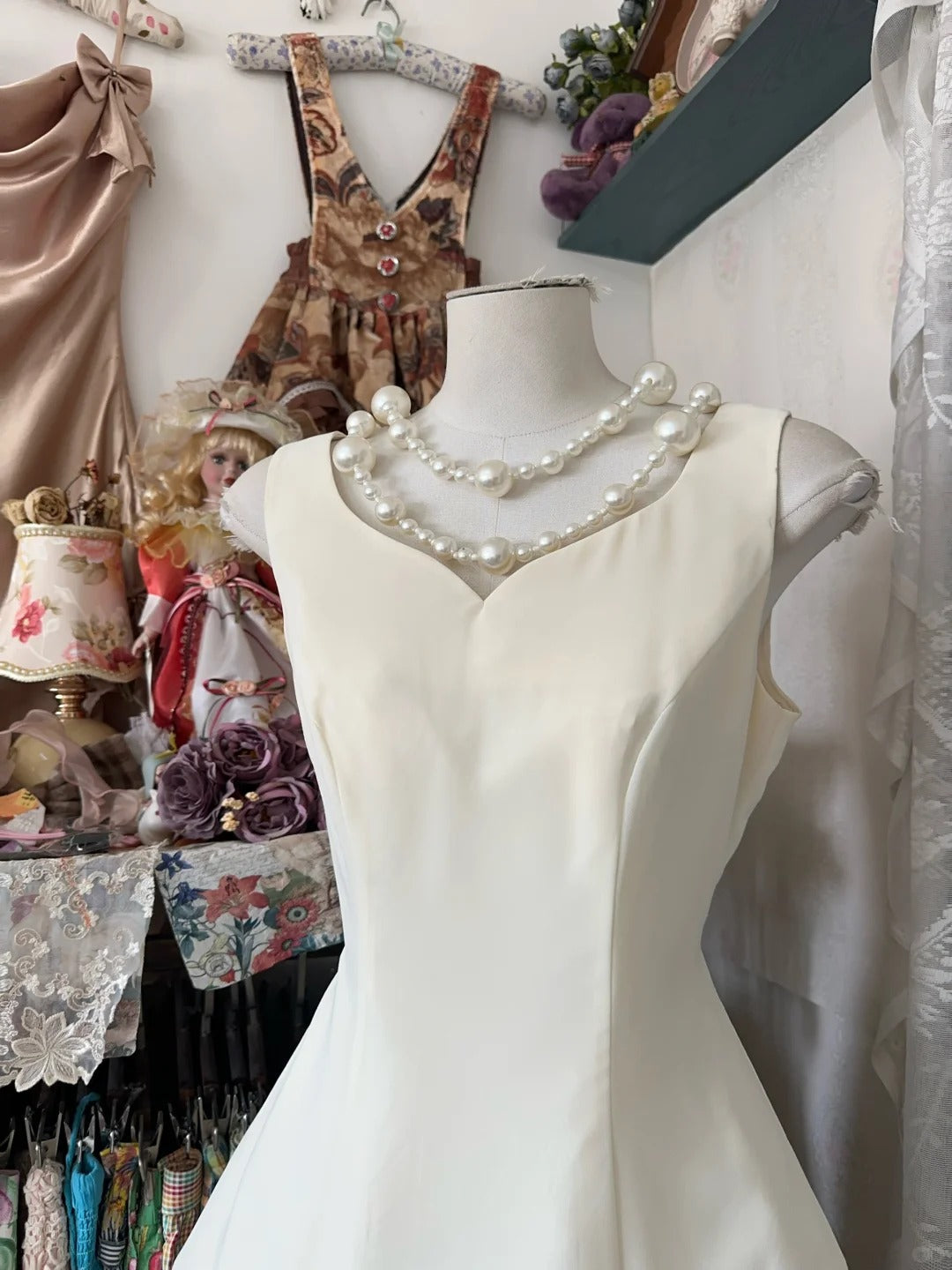 formaldressy-White short simple fashion satin homecoming dress birthday party dress gh5186