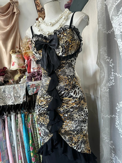 formaldressy-Black leopard print elegant long chiffon Prom dress evening dress party dress gh5189