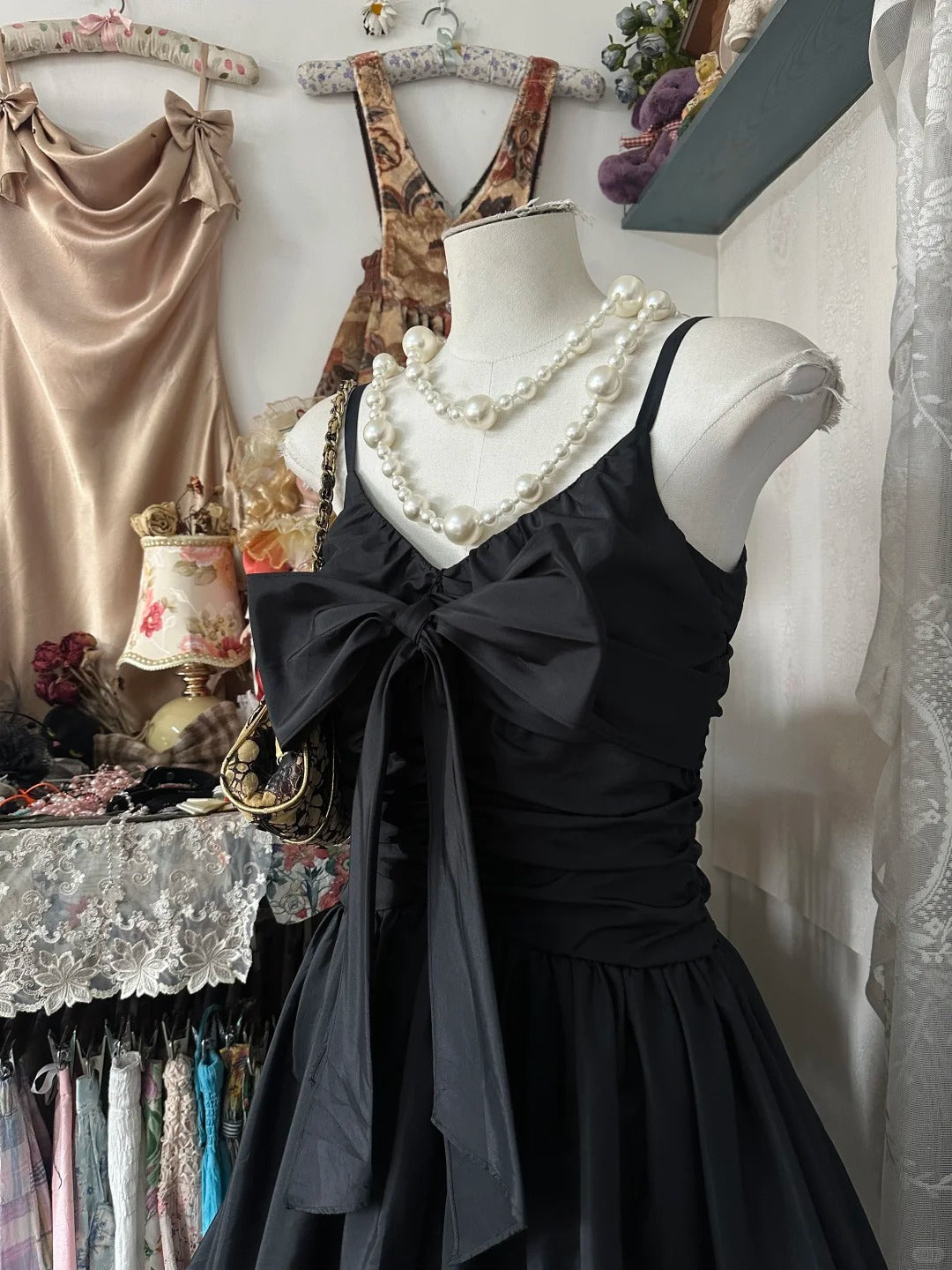 formaldressy-Black vintage short satin homecoming dress birthday dress gh5224