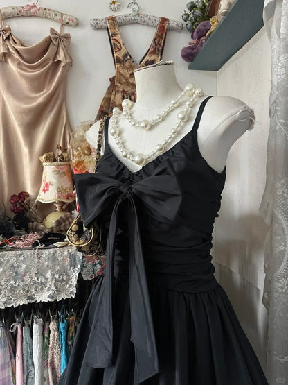 formaldressy-Black vintage short satin homecoming dress birthday dress gh5224