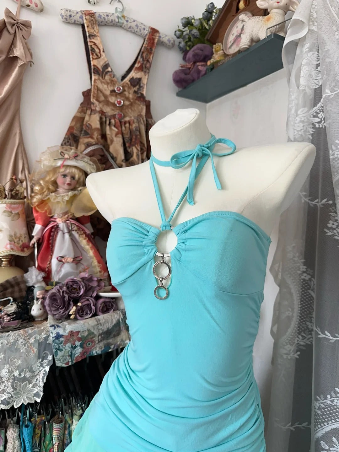 formaldressy-Green vintage short chiffon homecoming dress birthday dress gh5226