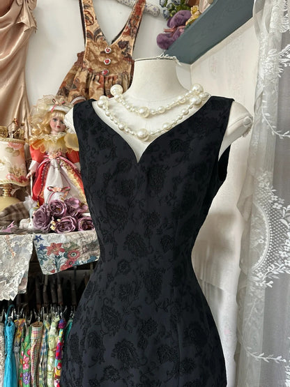 formaldressy-Black floral long satin Prom dress evening dress birthday party dress gh5184