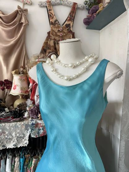 formaldressy-Blue vintage long chiffon homecoming dress birthday dress party dress gh5227