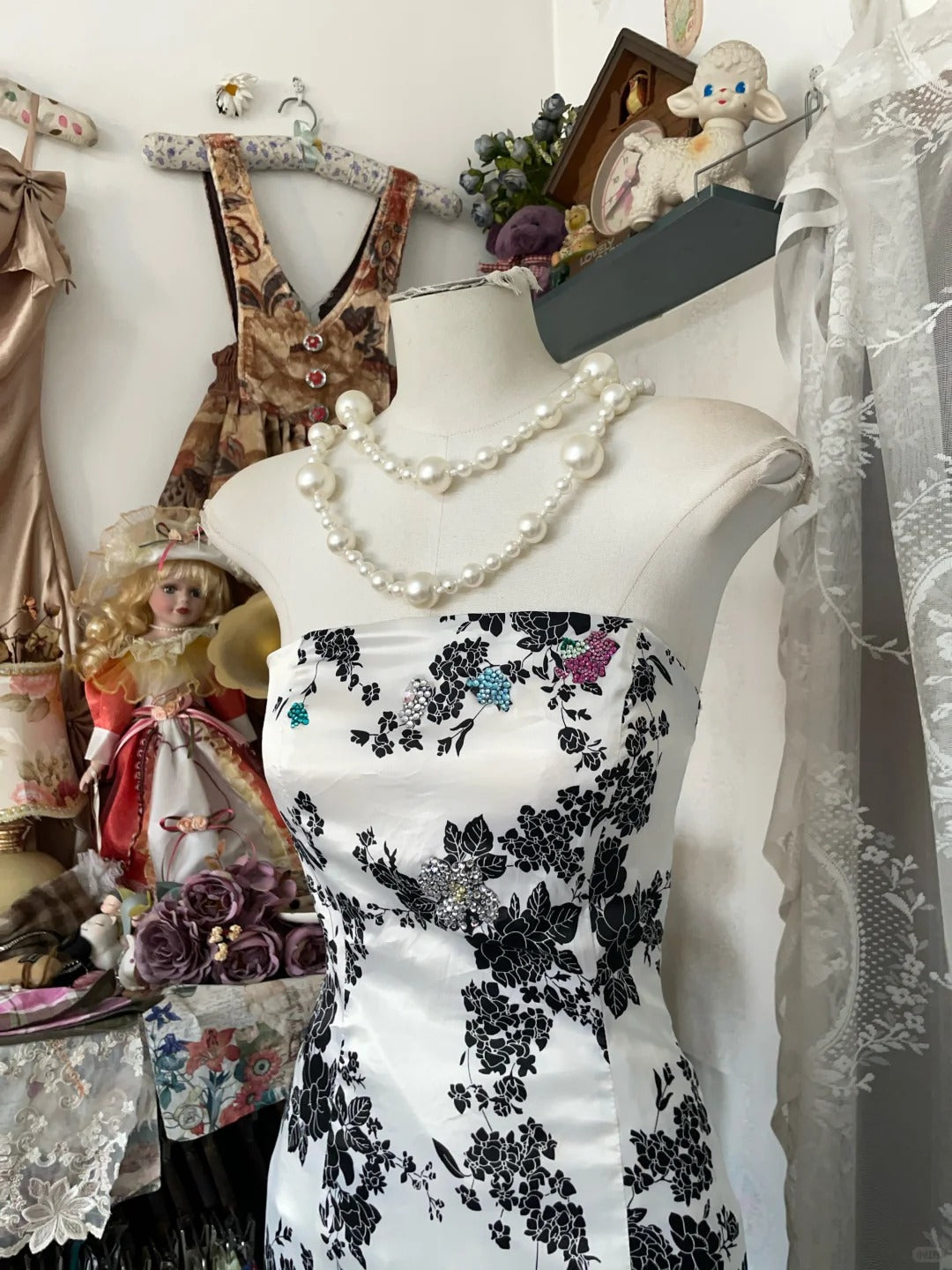 formaldressy-Black floral elegant long satin A-line Prom dress evening dress party dress gh5171