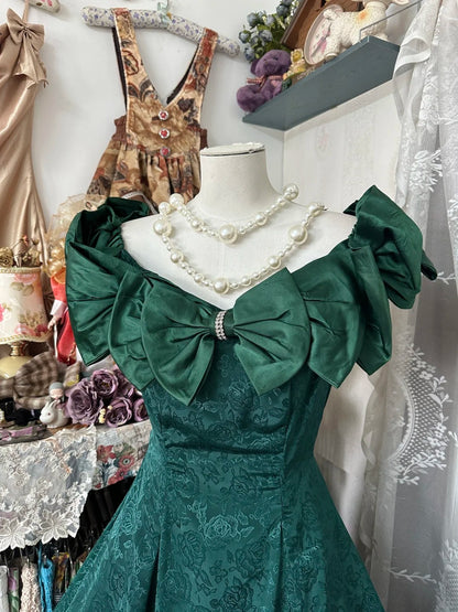 formaldressy-Green vintage short front and long back satin homecoming dress birthday dress gh5225