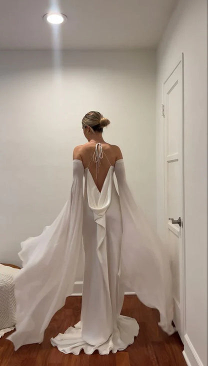 formaldressy-White Elegant Satin Long Fairy Dress gh6296