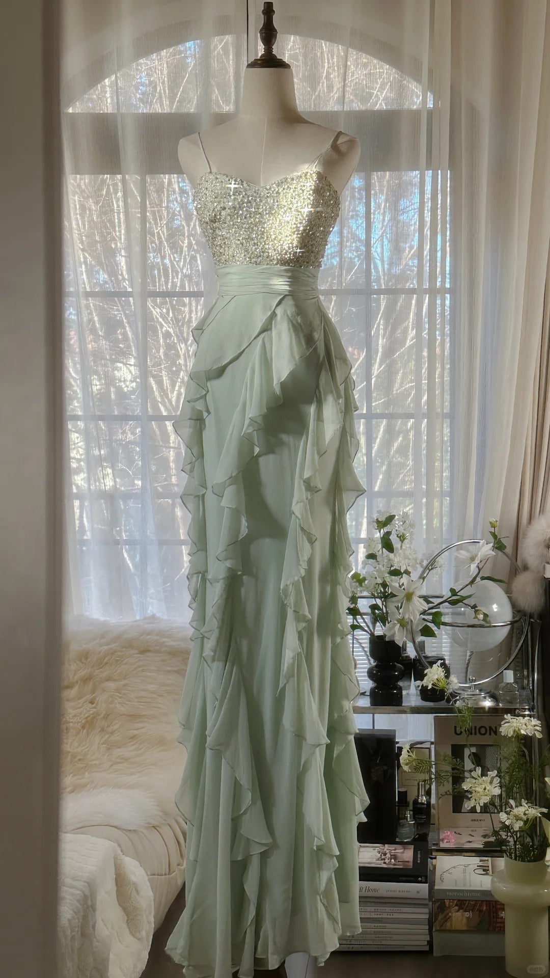 Vintage Evening Dresses, Sleeveless Green Party Gowns  cg25521