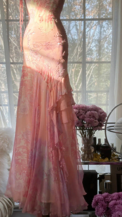 Mermaid Vintage Evening Dresses, Sleeveless Long Party Gowns  cg25509