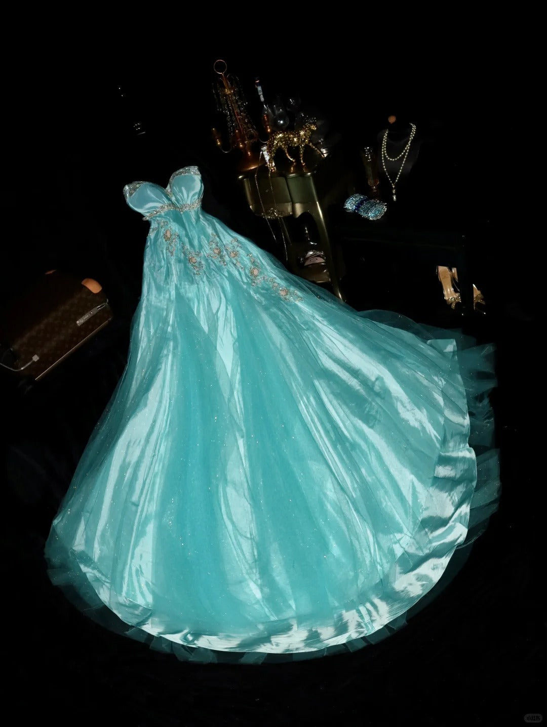 A Line Strapless Long Prom Party Dresses Unique Evening Dress   cg26063