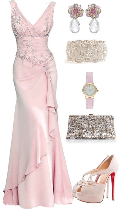 Pink Mermaid Long Party Dress Evening Dress Prom Dresses     cg25685