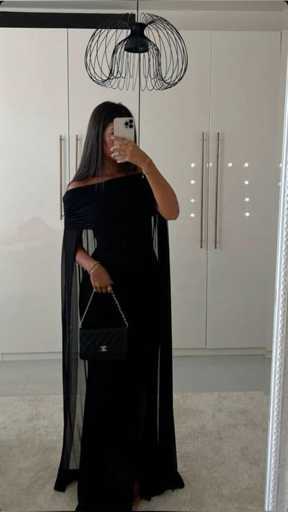 New Elegant Off Shoulder Black Prom Dress Long Party Gowns    cg25794