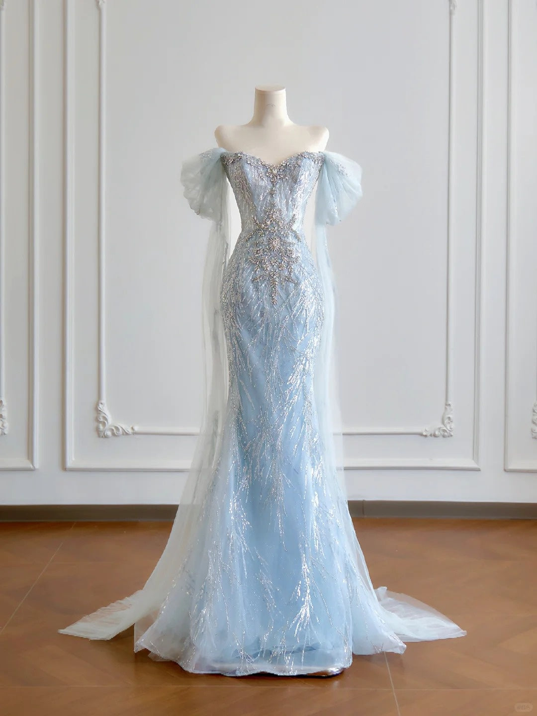 formaldressy--Blue gorgeous exquisite beaded long tulle prom dress gh5485