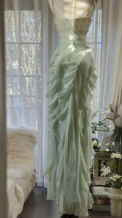 Vintage Evening Dresses, Sleeveless Green Party Gowns  cg25521