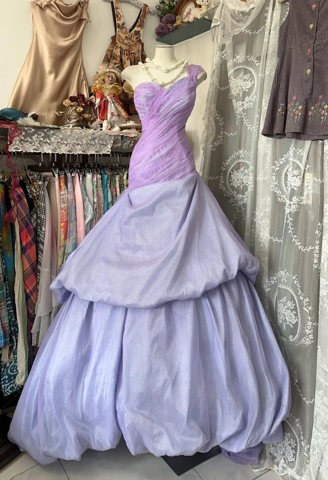 A Line Lilac Vintage Evening Dresses, Sleeveless Party Gowns  cg25492