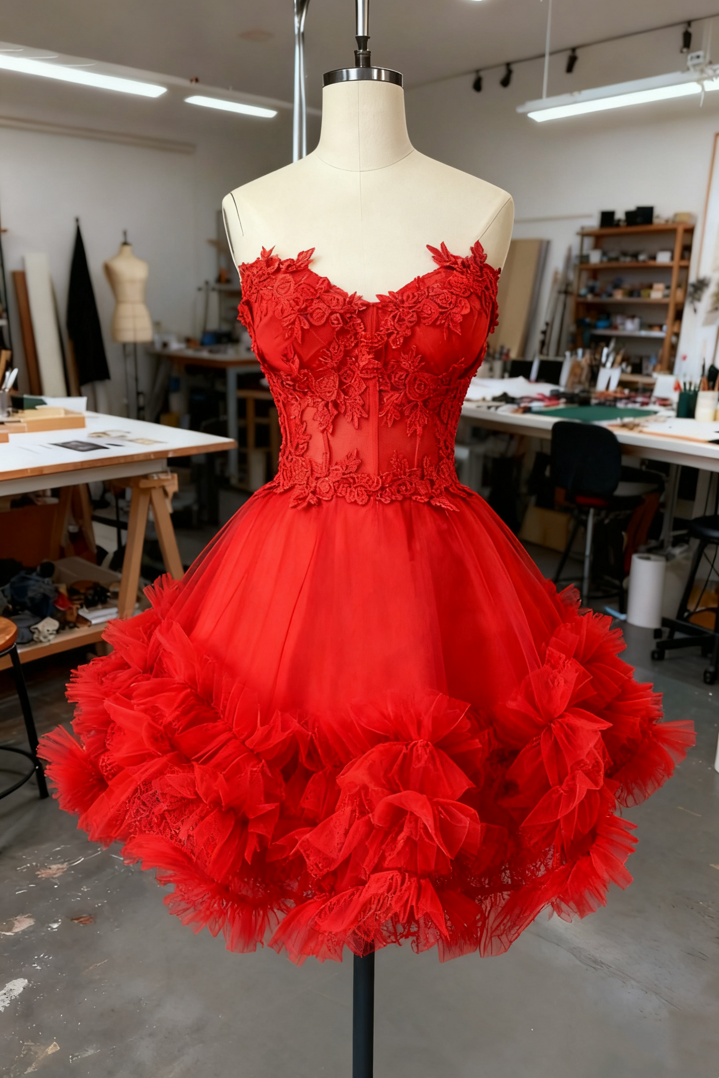 formaldressy-Blue Delicate Beaded Short Tulle Dress, Homecomming Birthday Dress gh6163
