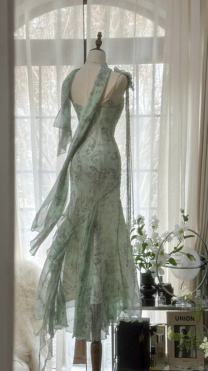 Vintage Evening Dresses, Sleeveless Green Party Gowns  cg25515