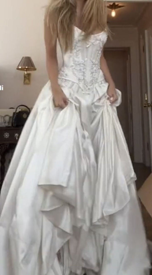 A Line Lace Up Back Strapless Wedding Dresses,Simple Bridal Gowns,Long Beautiful Bridal Gown      fg8071