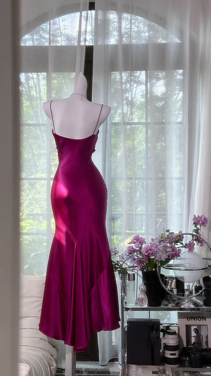 formaldressy-Dark pink simple fashion elegant long satin Prom dress evening dress party dress gh5163