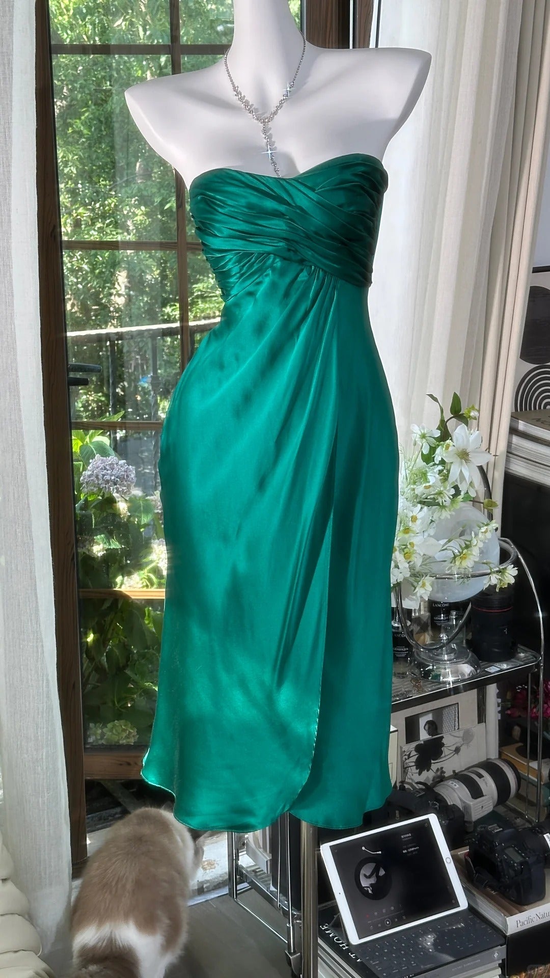 formaldressy-Dark green short chiffon homecoming dress birthday party dress gh5167