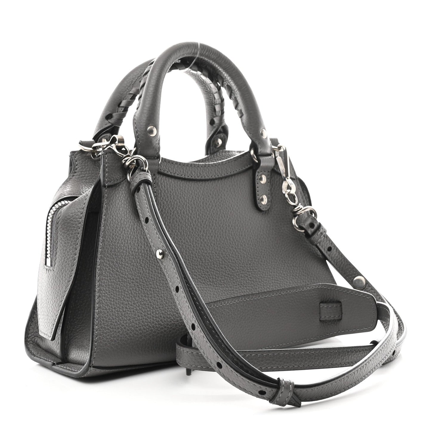 Grained Calfskin Neo Classic Silver Hardware Mini City Dark Grey