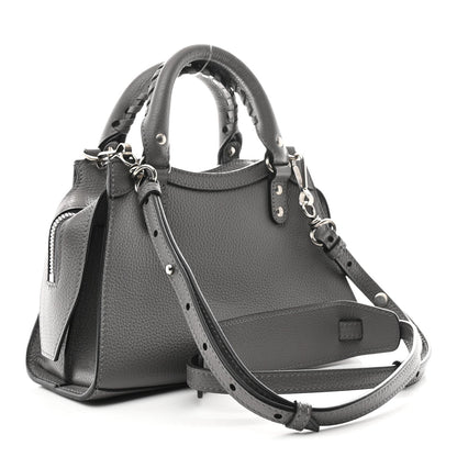 Grained Calfskin Neo Classic Silver Hardware Mini City Dark Grey